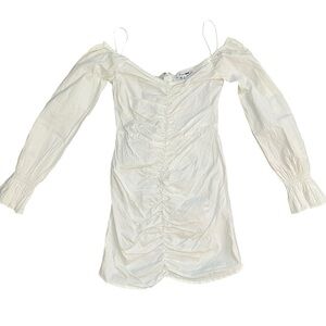 Fashion Nova White Cream Ruched Off the shoulder Dress Small